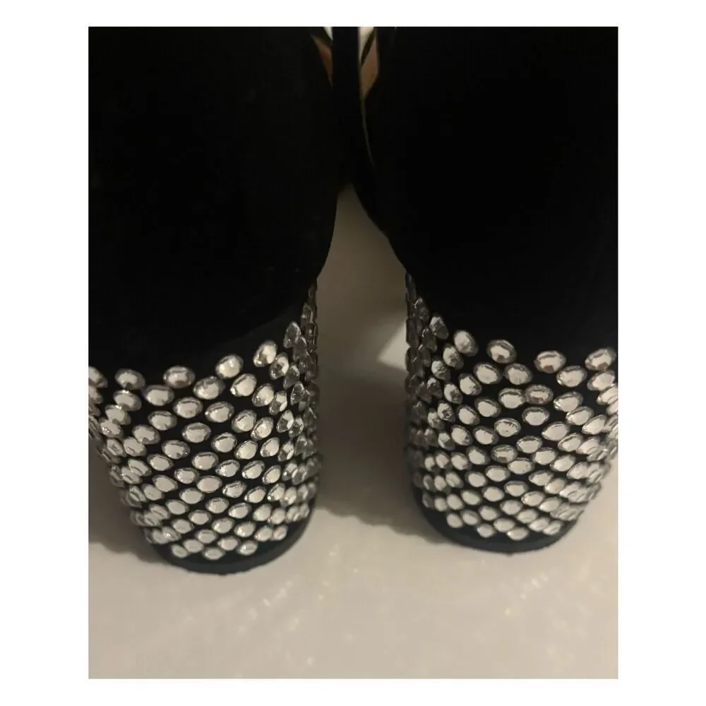 J. Crew Maisie Studded Heels in Black Velvet Size 6